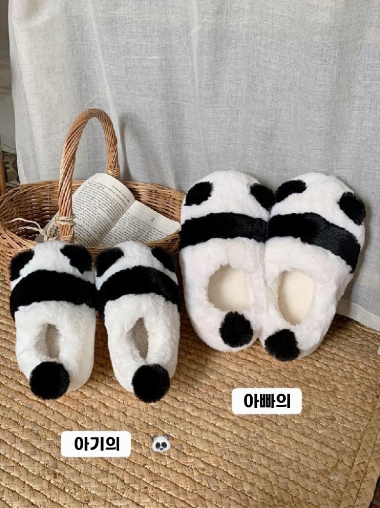 팬더 실내화 겨울 털실내화 판다 털슬리퍼 보온 귀여운 덮개형 180-185 - 상세 이미지 4