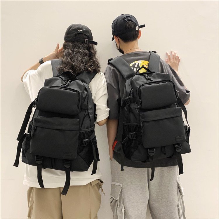ELG-100 블랙 백팩 베이직 포켓 나일론스트링백팩 스트링백팩 신발주머니백팩 신발가방 짐 - 상품 이미지