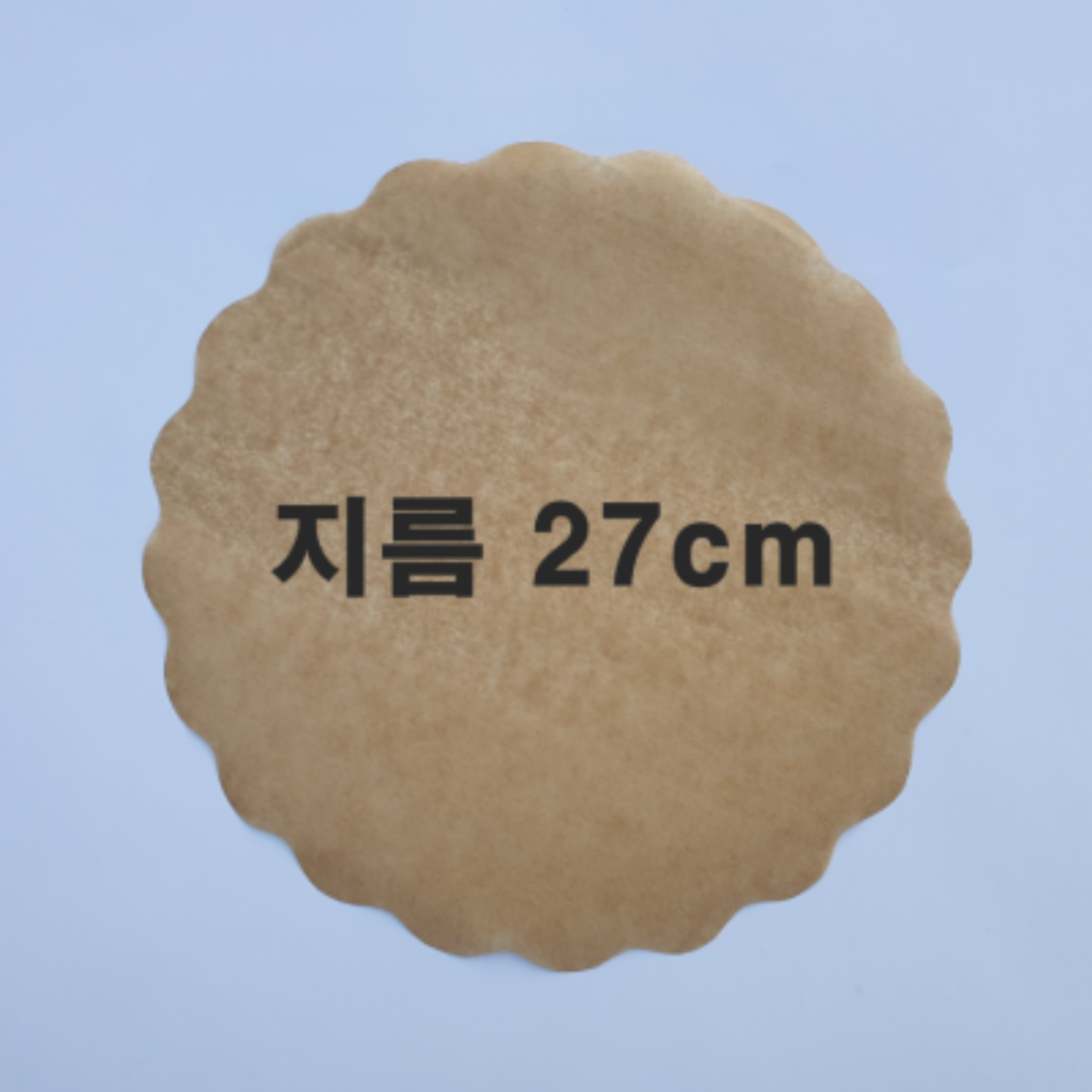 꽃무늬 브라운색 원형종이호일 지름27cm 600장 1000장 받침용,후라이펜용,에어프라이어용 - 상품 이미지