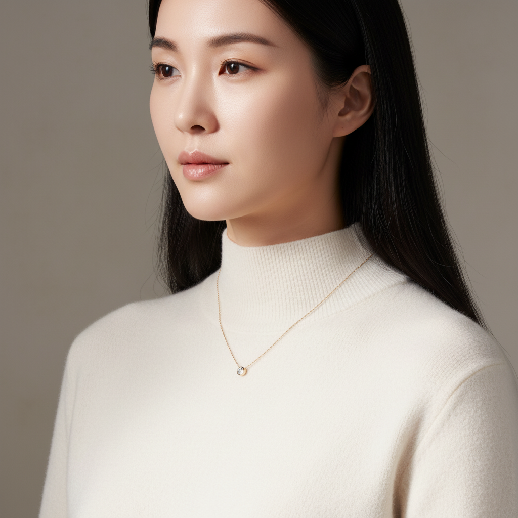 3부 5부 랩 다이아 목걸이 컬러 팬시 핑크 블루 옐로우 메이니 베젤 데일리 여자 선물 - 상세 이미지 2