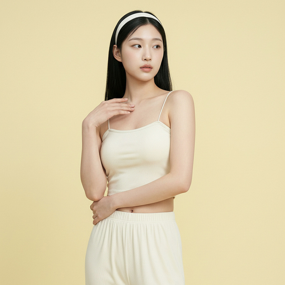 빅사이즈 노와이어 캡내장 브라탑 브라캡 일체형 크롭 나시티 이미지 2