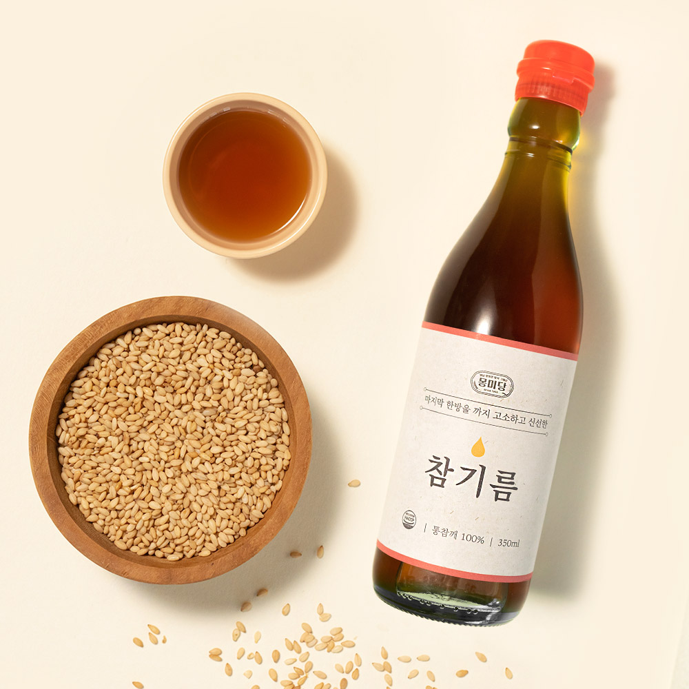 저온압착 통참깨 참진한 참기름 350ml 1병 통참깨 100% - 메인 이미지