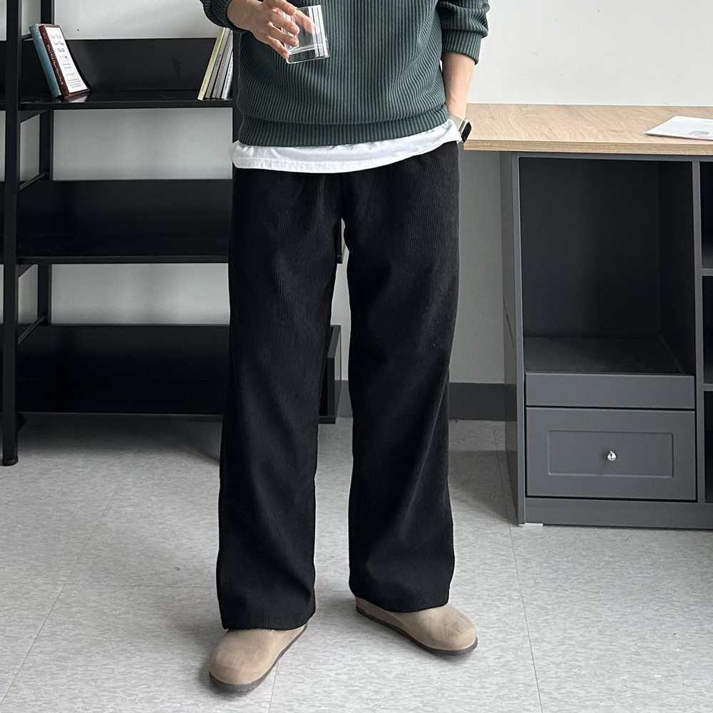 남자 코듀로이팬츠 남자 기모바지 겨울 골덴 바지 기모 와이드 팬츠 - 상세 이미지 3