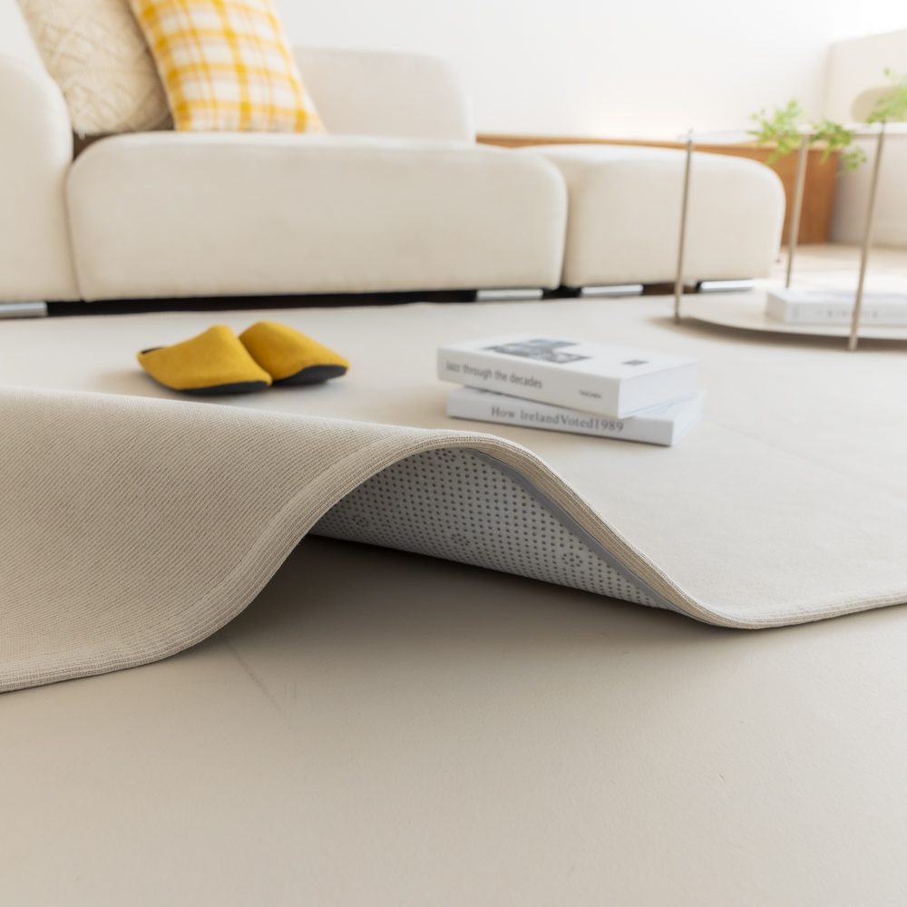 순면 스트라이프 방수 러그 먼지없는 사계절 아이방 거실카페트 베이지, 265x200cm