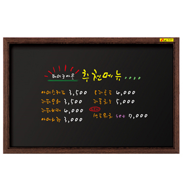 국산 두문 마커 블랙보드 무늬목 웬지(90x60cm)-발광보드 뛰어난 주목도 - 상품 이미지