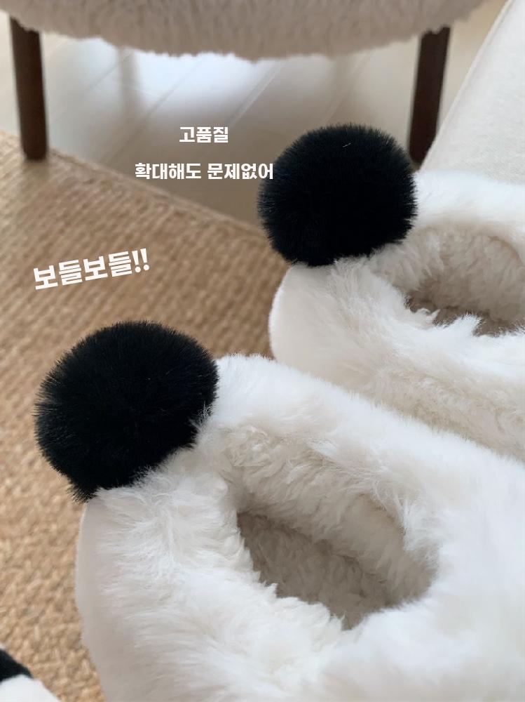 팬더 실내화 겨울 털실내화 판다 털슬리퍼 보온 귀여운 덮개형 180-185 - 상세 이미지 5