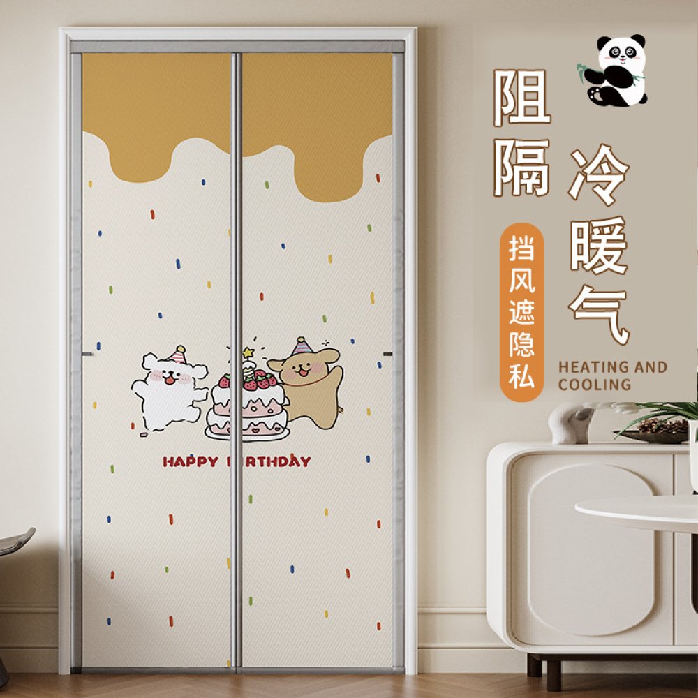 캐릭터 방풍 커튼 주방 현관 중문 바람막이 커텐 베란다 창문 방한 A. 곰돌이 너비 70x높이 200