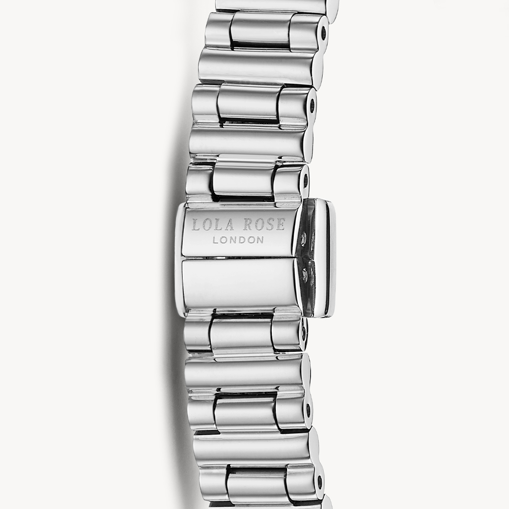 롤라로즈 Mirror 원석 타원형 여자메탈 손목시계 블루레이스아게이트/실버