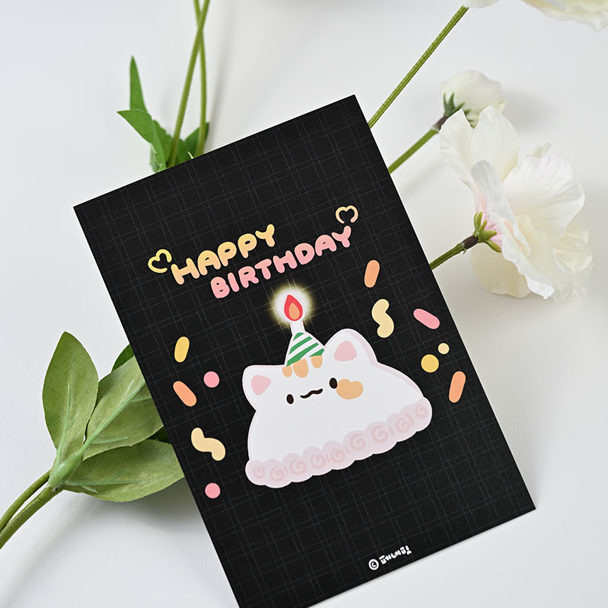 페네핏 엽서 카드 편지 축하 생일 디자인카드 10매, 생일축하해 블랙, 240g - 상품 이미지