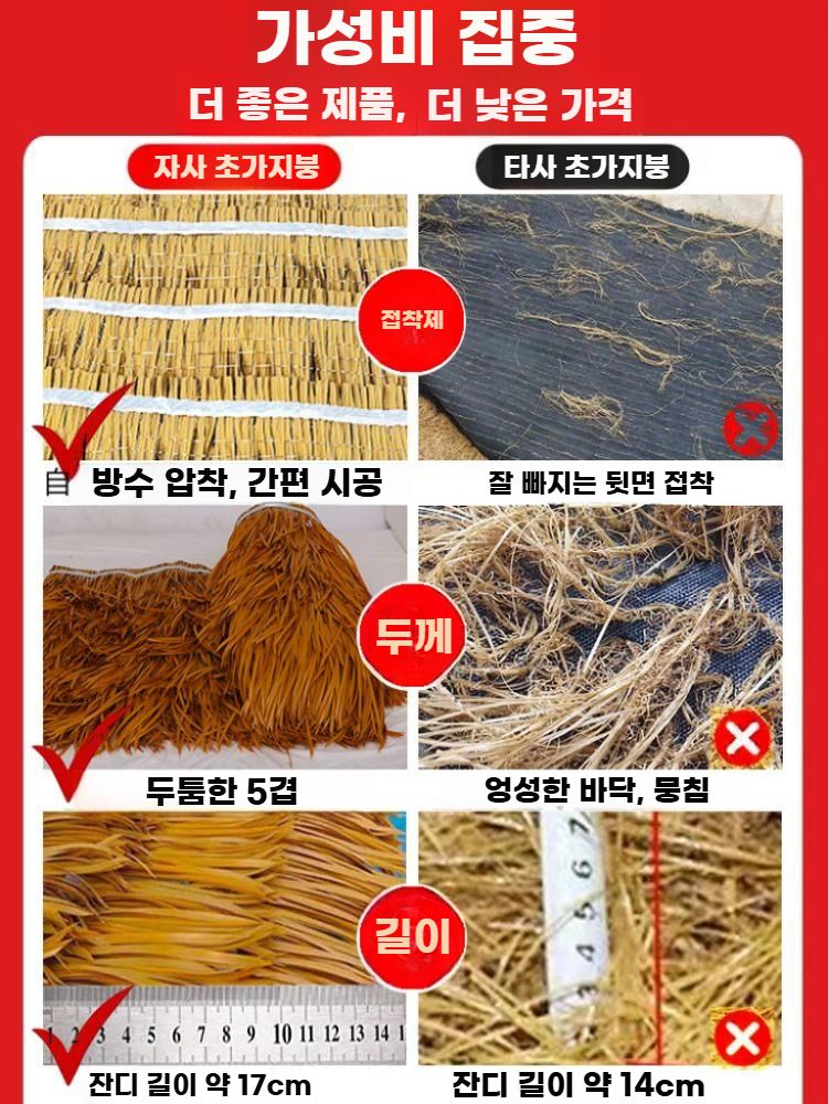 인조 볏짚 가짜 짚 모형 지푸라기 초가지붕 볏단 밀짚 시골 로그 17m x 0.5m - 상세 이미지 3