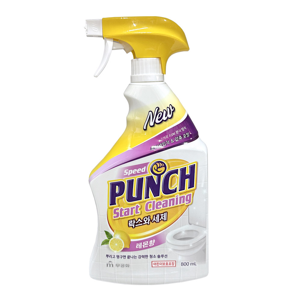 무궁화 스피드 펀치 락스와 청소 세제 세정제 레몬향 800ml 1개 - 상품 이미지