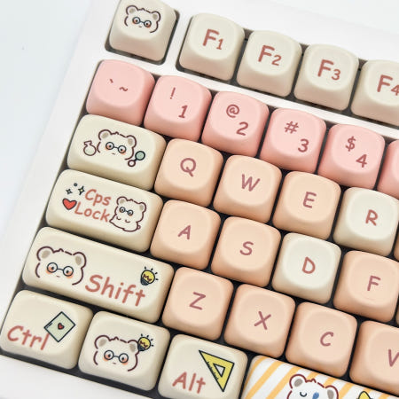 귀여운키캡 피치베어 조약돌 캐릭터 MOA 풀배열 키보드키캡 스마일준
