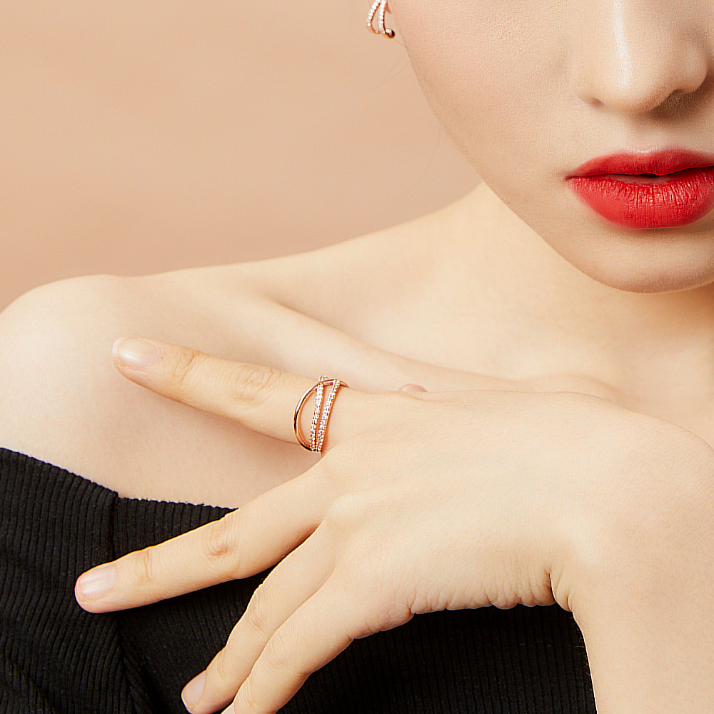 모노그래프 디럭스 오픈링 MGFR0080 14K Gold Plated (화이트 큐빅) 이미지 8
