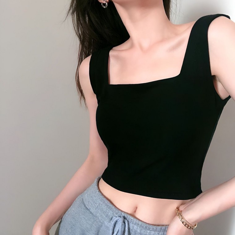 크롭나시 JC- 데일리 스퀘어넥 쫀쫀 - 메인 이미지