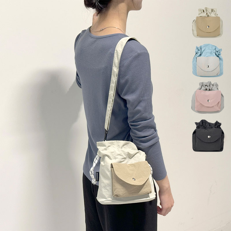 복주머니가방 베이직가방 데일리가방 앞주머니가방 포인트가방 투톤가방 크로스백 캐주얼가방 LD - 메인 이미지
