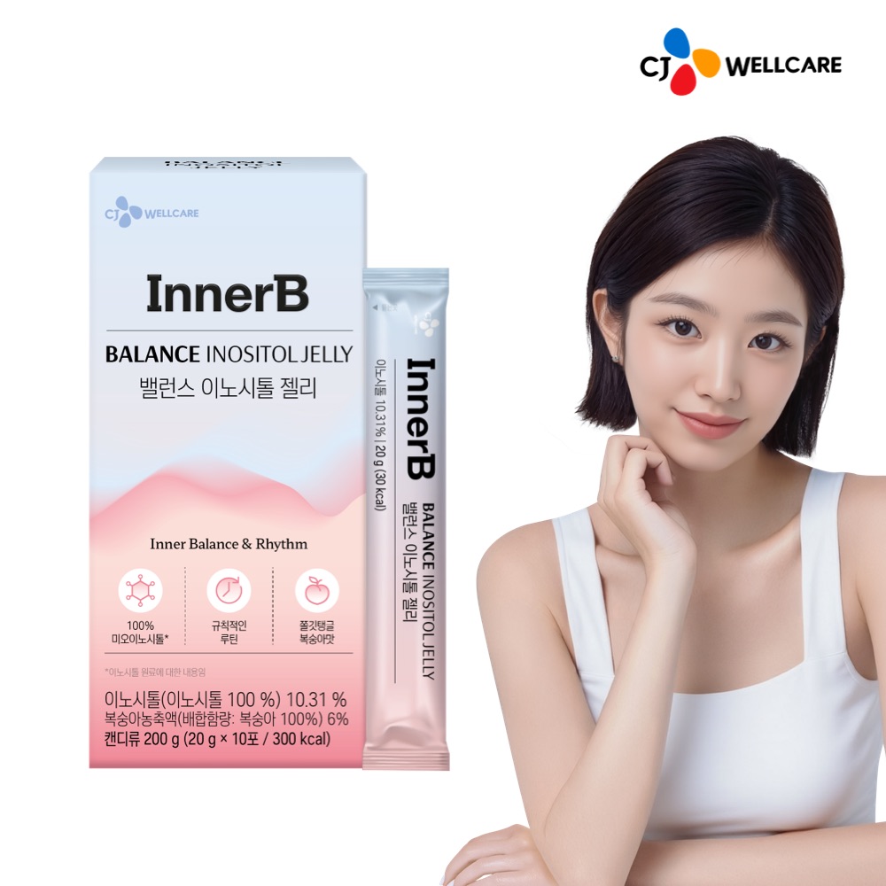 CJ 이너비 밸런스 이노시톨 복숭아맛 젤리 미오이노시톨 콜린 10포, 1개 제품 이미지