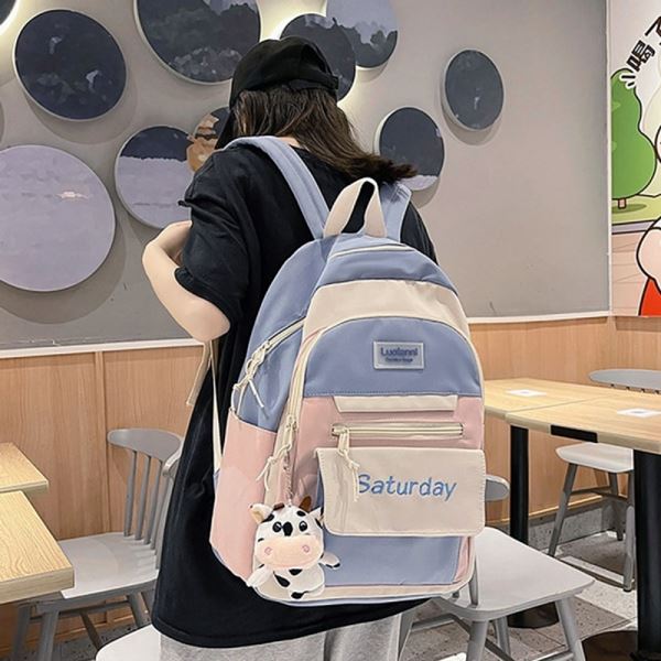 캐주얼 데일리 학생가방 백팩 포포 귀여운 블루 - 메인 이미지