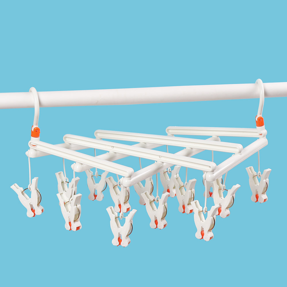 집게빨래건조대 자바라 빨래집게 건조대(14p) 접이식 건조대 양말집게 - 상세 이미지 3