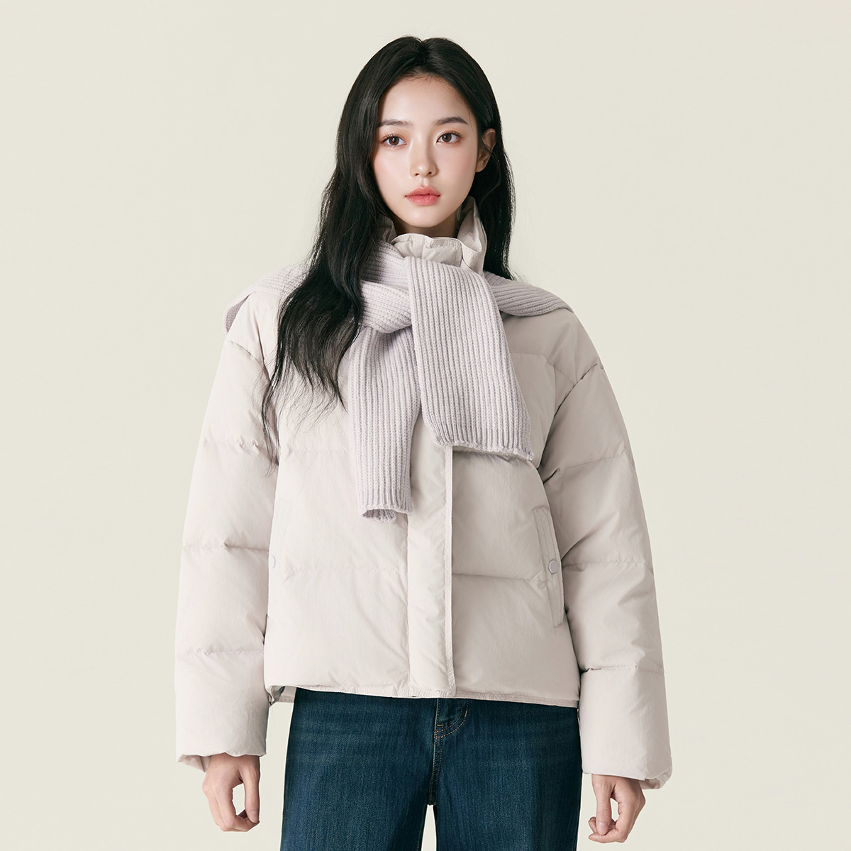로엠 니트레이어드 숏다운 RMJDF4CRTA - 상품 이미지