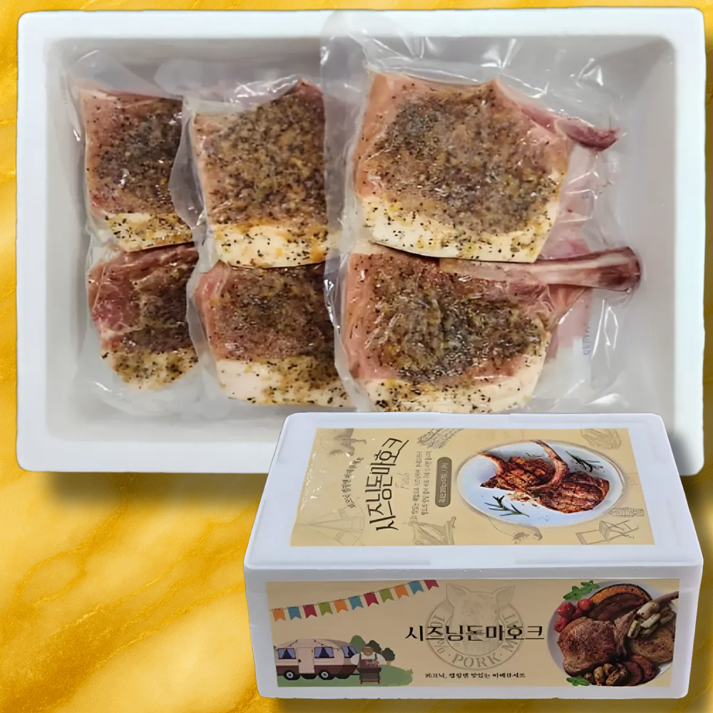 한돈 명품본가 시즈닝 돈마호크 스테이크 선물세트 1.2kg - 상품 이미지
