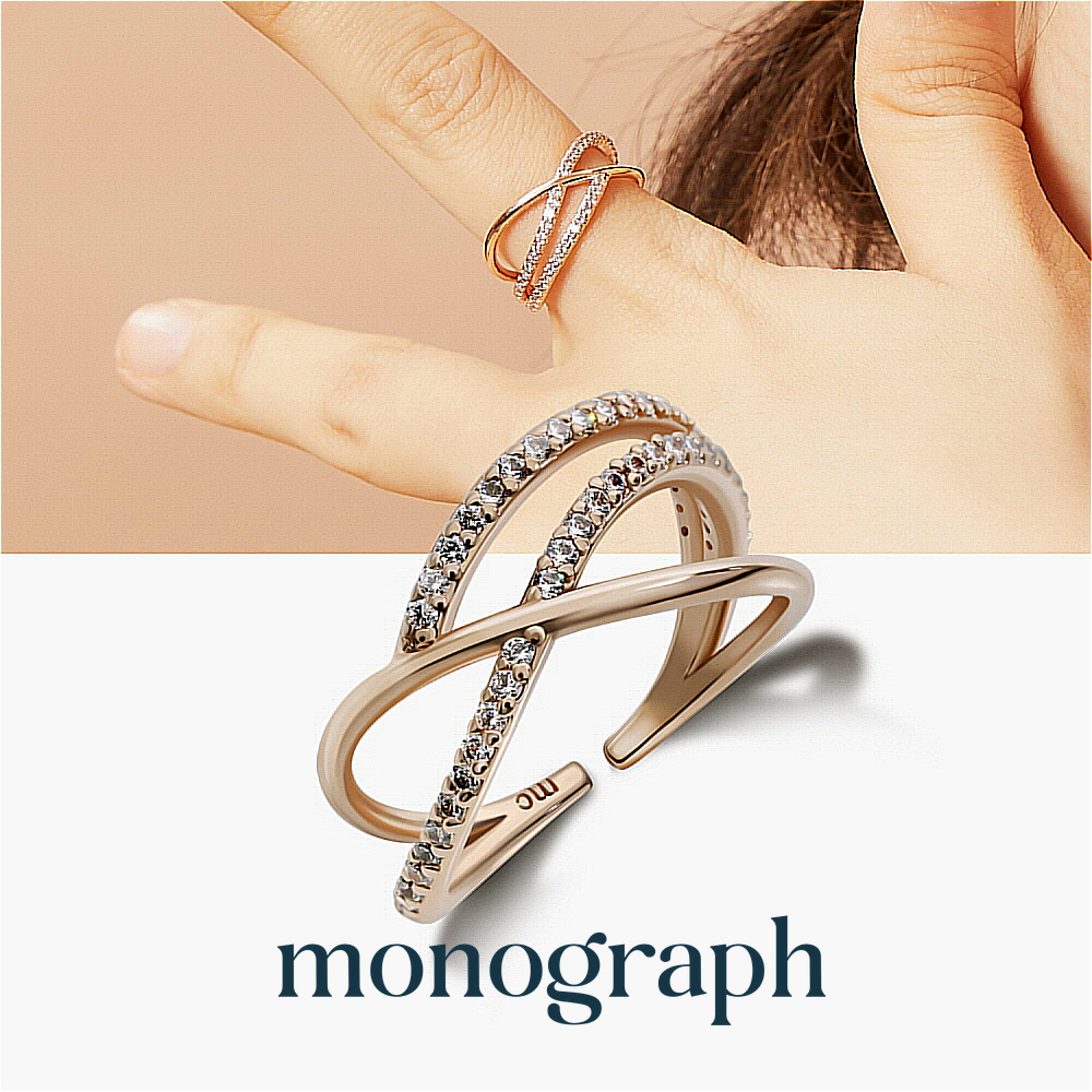 모노그래프 디럭스 오픈링 MGFR0080 14K Gold Plated (화이트 큐빅) - 상세 이미지 5