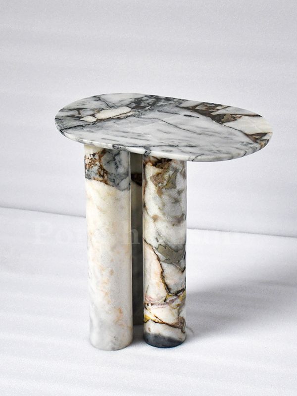 대리석 사이드테이블 북유럽 보조 테이블 럭셔리 협탁 노르딕 블루 40x25x45CM - 상세 이미지 5