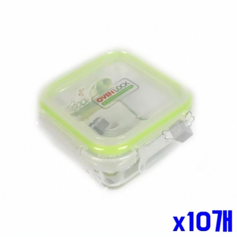 정사각 유리 밀폐용기180ml x10개 유리반찬용기 보관 - 메인 이미지