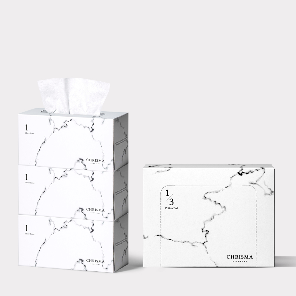 [피부결 케어 SET] 크리스마 페이스타올 80매 3개+1/3화장솜 160매 1개입