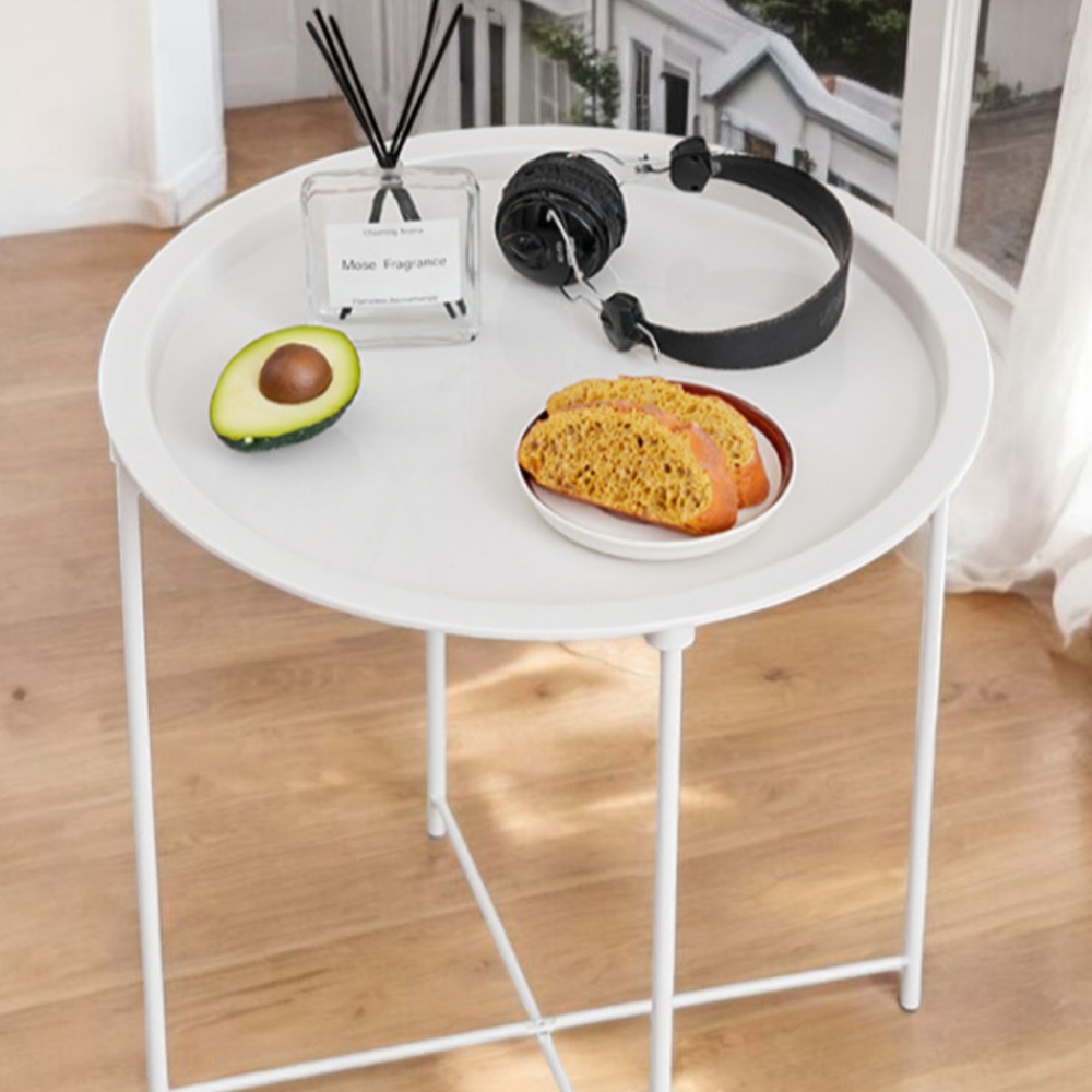 리빙밸류 철제 원형 사이드테이블 소파 침대 책상 간이 티 보조 탁자
