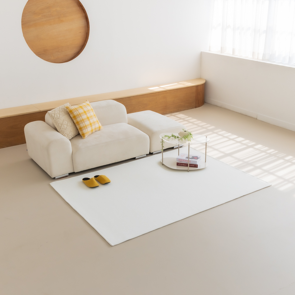 순면 스트라이프 방수 러그 먼지없는 사계절 아이방 거실카페트 화이트, 265x200cm