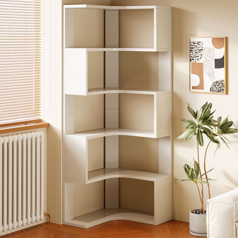 코너 책장 원목 책꽂이 다층 북선반 책 수납장 직각 캐비닛 더블 드로우 호두 40x40x180CM - 상세 이미지 2