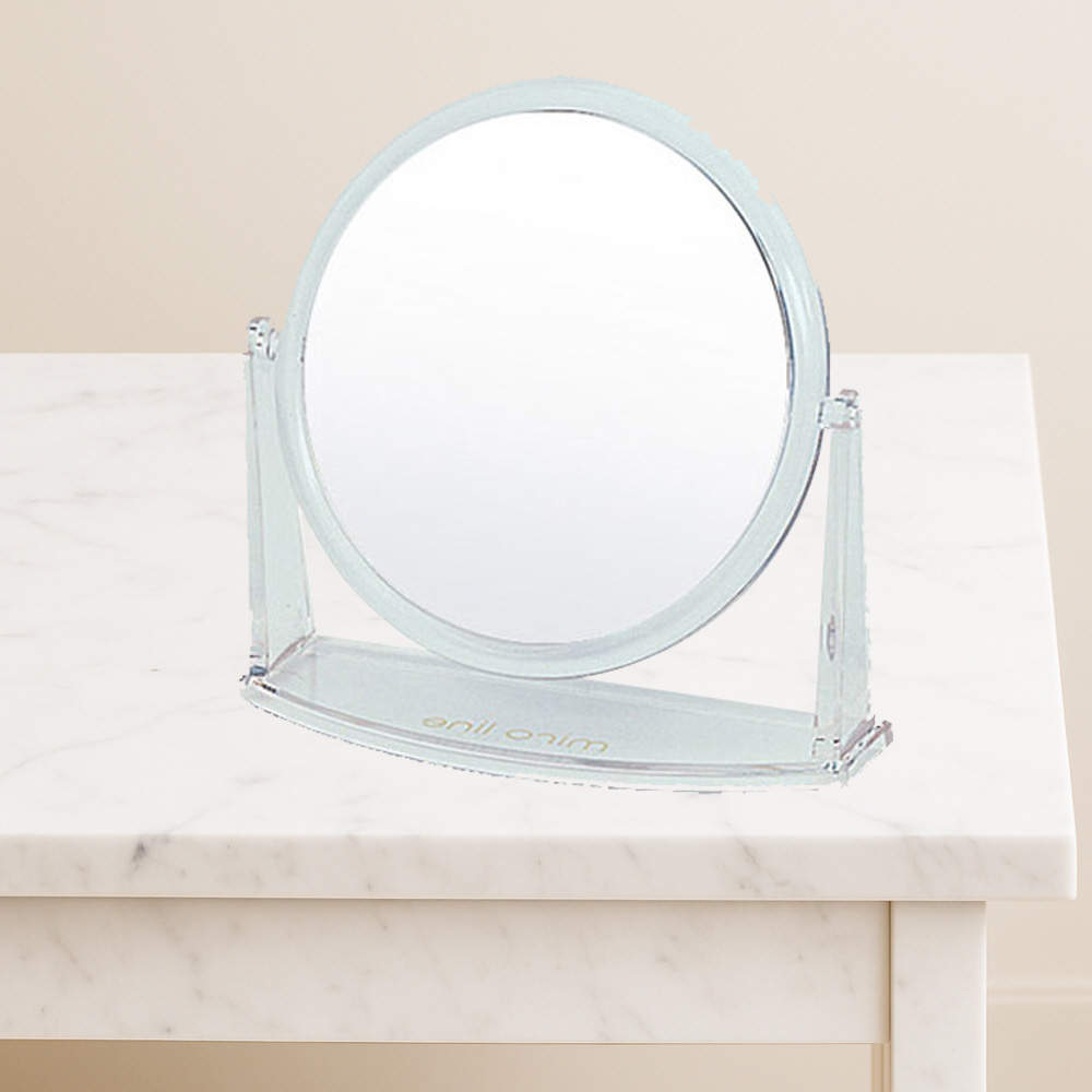 미로라인 투명 원형 양면 스탠드거울