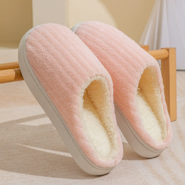 무지 실내화 겨울 털 실내화 겨울용 면 슬리퍼 실내용 따뜻한 플러시 두꺼 - 상품 이미지