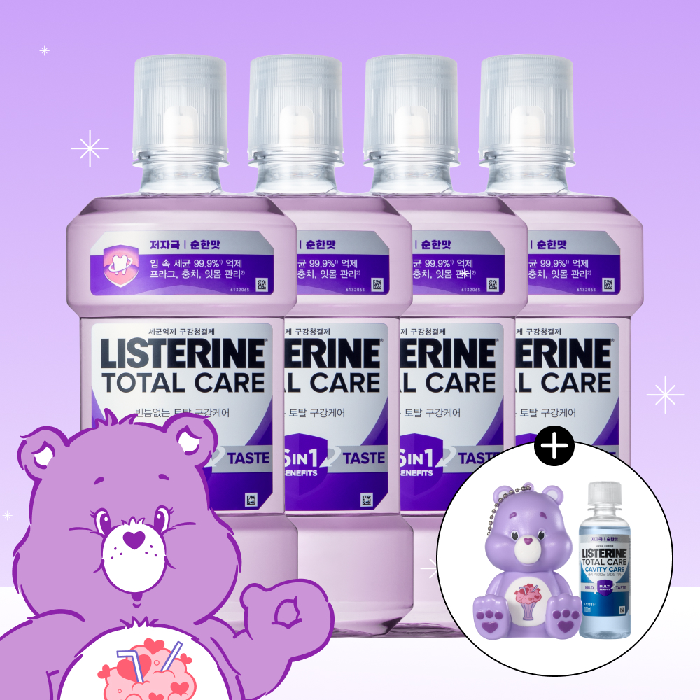 리스테린 토탈케어마일드 무알콜가글 입냄새제거 잇몸 구강청결제 750ml, 4개 제품 이미지