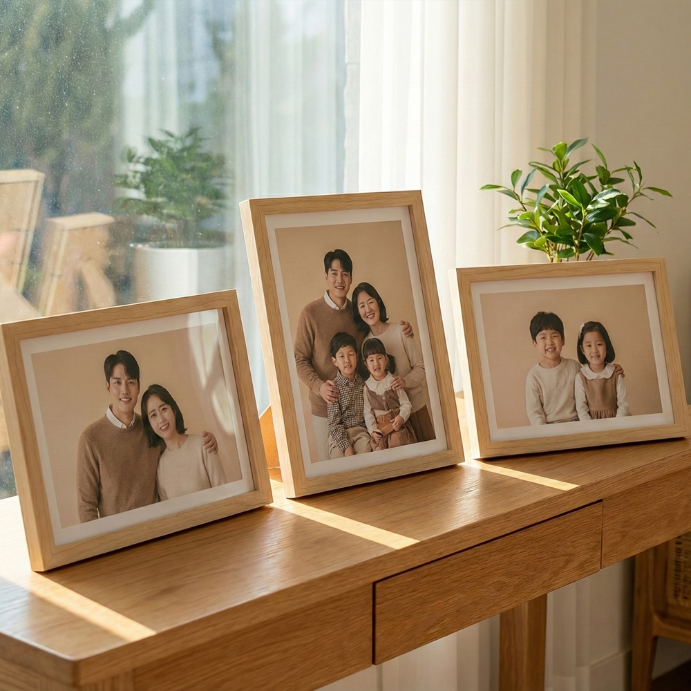 모던 갤러리 원목 공액자 웨딩 가족 결혼식 본식 사진 주문 제작 A2 - 상품 이미지