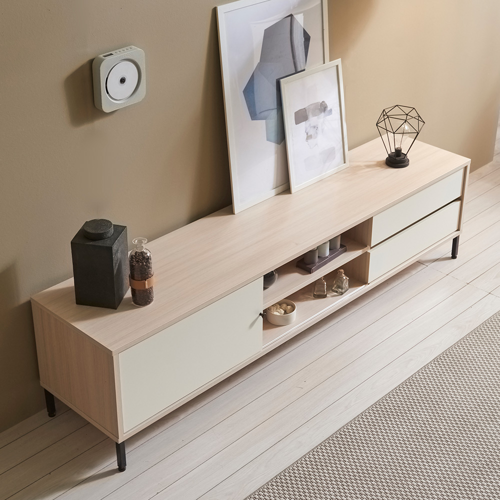 장인가구 하스 슬라이딩 TV 티비다이 AV 1800 거실장 티비장 선반 받침대 장식장