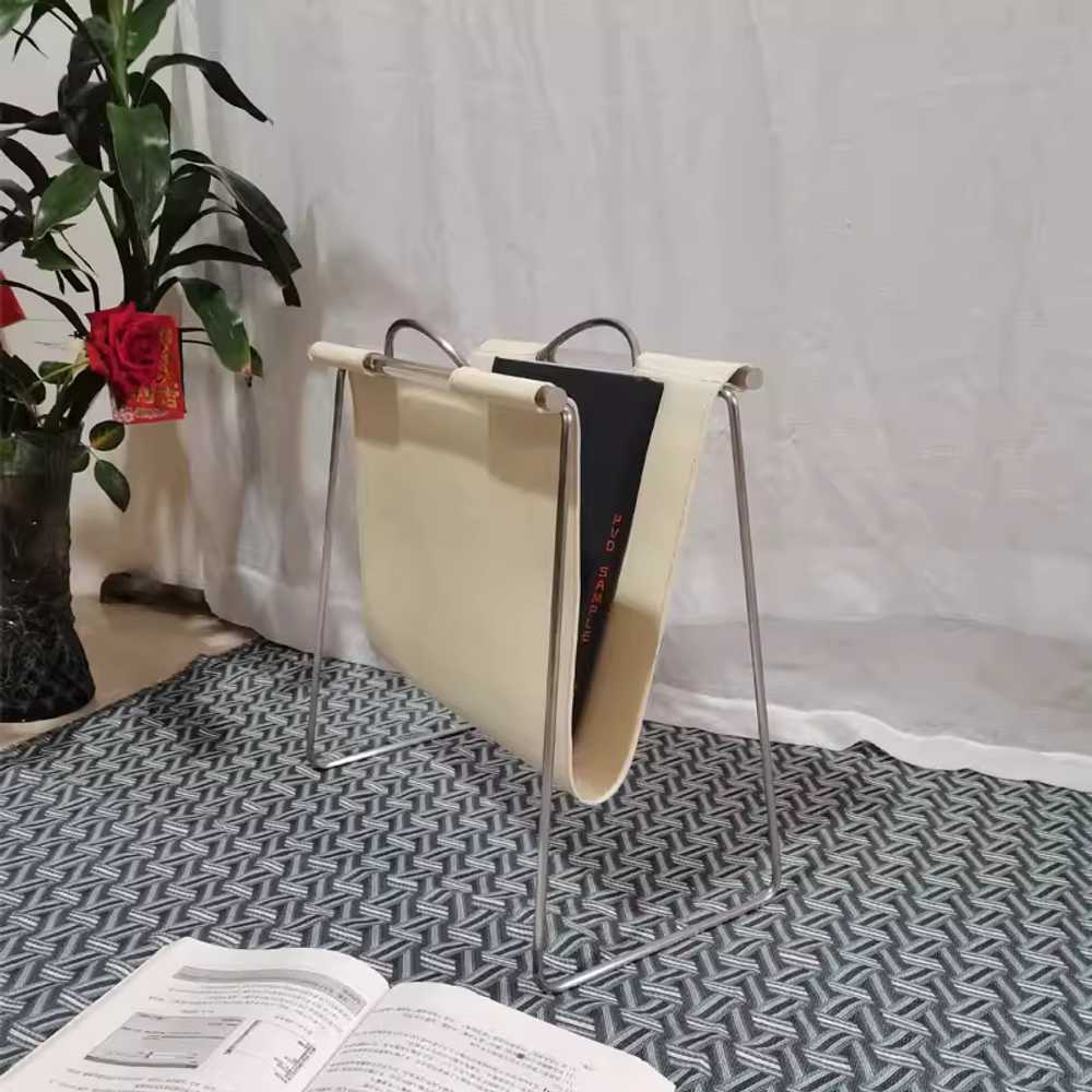 인테리어 가죽 잡지꽂이 매거진 정리 수납 소품 책 아이보리 - 상품 이미지