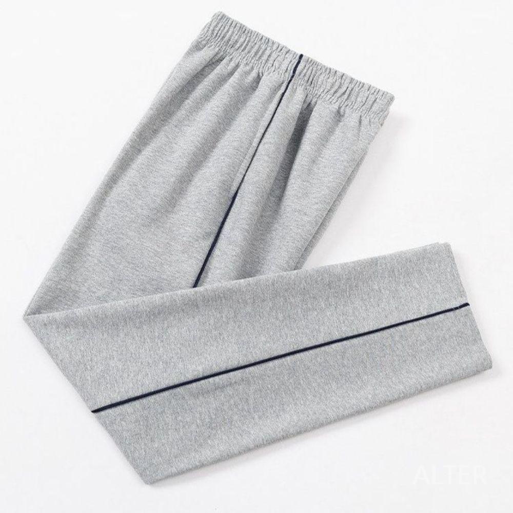 회색 교복바지 기모 팬츠 체육복 트레이닝 학생복 여름 얇은 그레이 블랙선 140cm - 상세 이미지 3