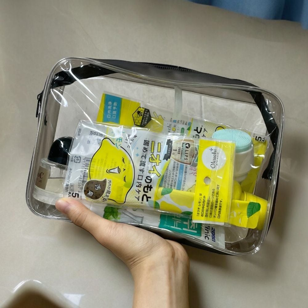 투명 지퍼 파우치 PVC 수납 가방 대형 메이크업 여행 정리용 - 메인 이미지