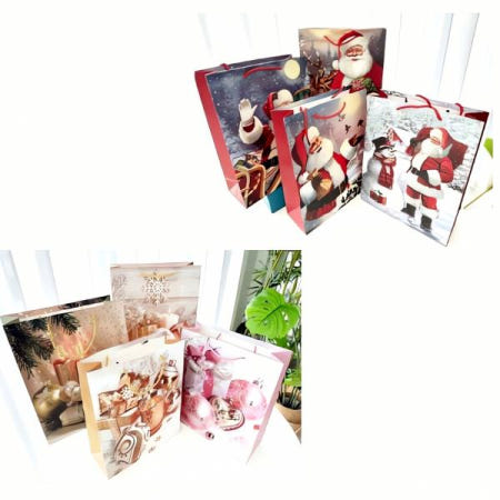 자사 협력업체 펄 대용량 크리스마스 종이가방 선물 포장 가방 디자인 쇼핑 블링크 패턴 연말 파티 소품