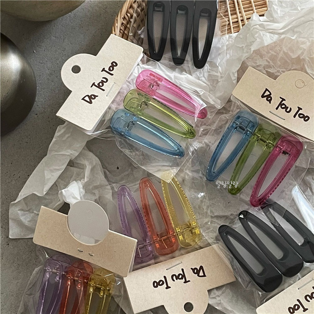 투명 젤리 헤어클립 세트 깔끔한 머리핀 앞머리집게핀 - 상품 이미지