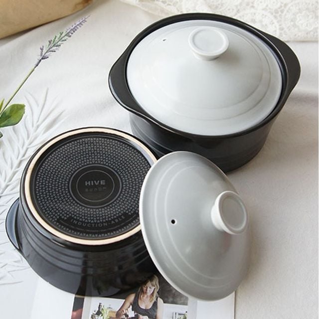 고급스러운 파스텔톤 도자기 인덕션 뚝배기 15cm 그린 - 상품 이미지