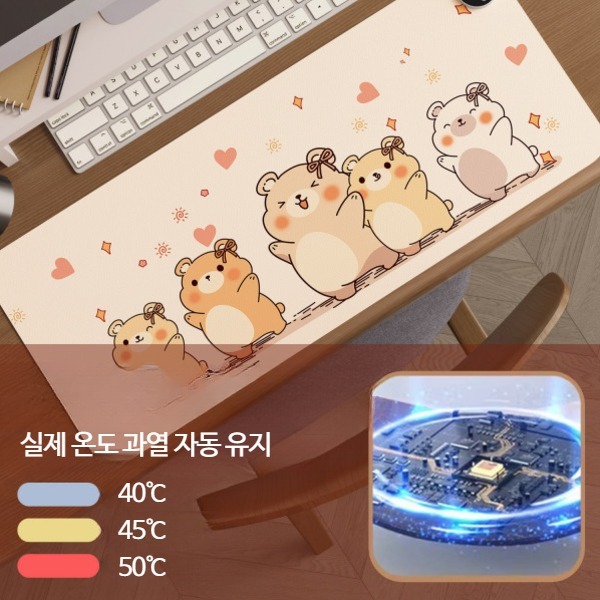 USB 온열 발열 대형 데스크 히팅패드 사무실 책상 매트 스마트 전원 차단 고양이 얼굴 - 상세 이미지 2