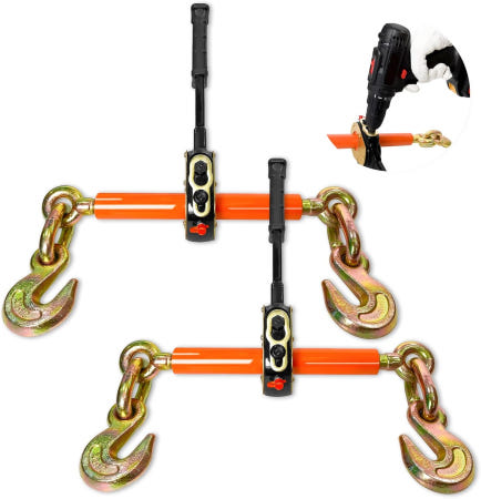 야토인토 전기 토크 드라이브 로드 바인더 2팩 | 3 /8 u2019 u2019-1 /2 체인 9 200파운드 SWL 고속 화물 타이다운 및 을 위한 휴대용 드릴과 호환되는 대형