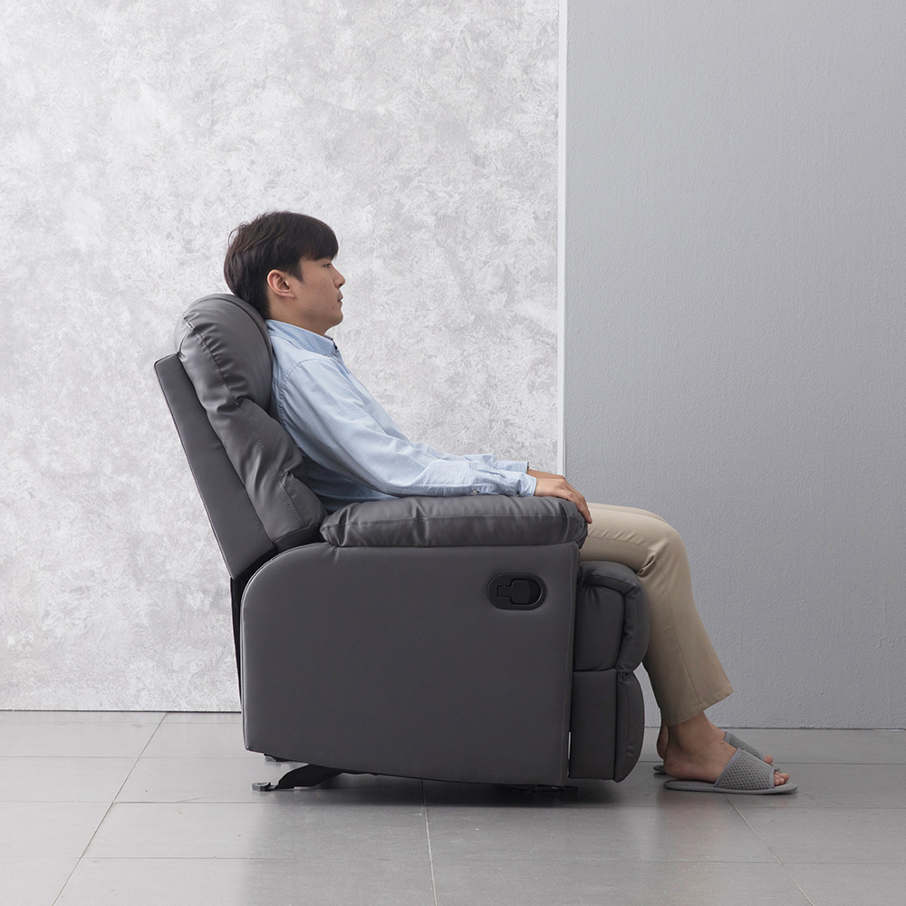 장인가구 테베즈 1인용 리클라이너 소파 의자 그레이