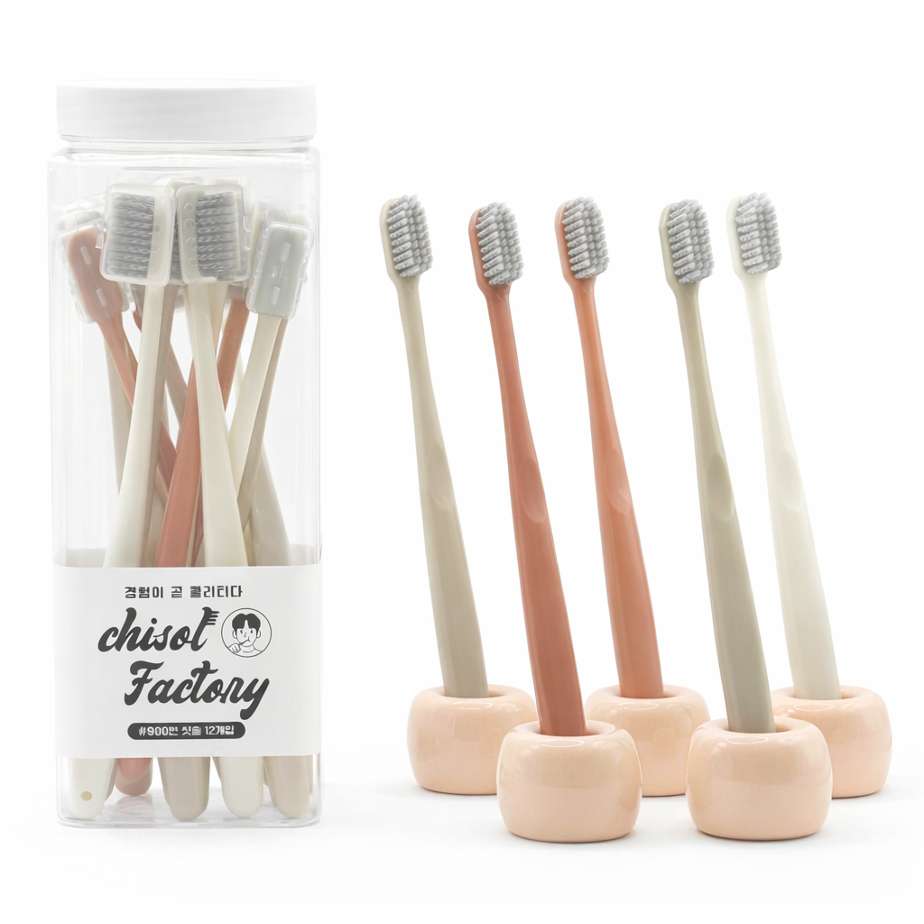 칫솔공장 치과칫솔 스파이럴 미세모 작은헤드 어금니 휴대용 12개입 제품 이미지