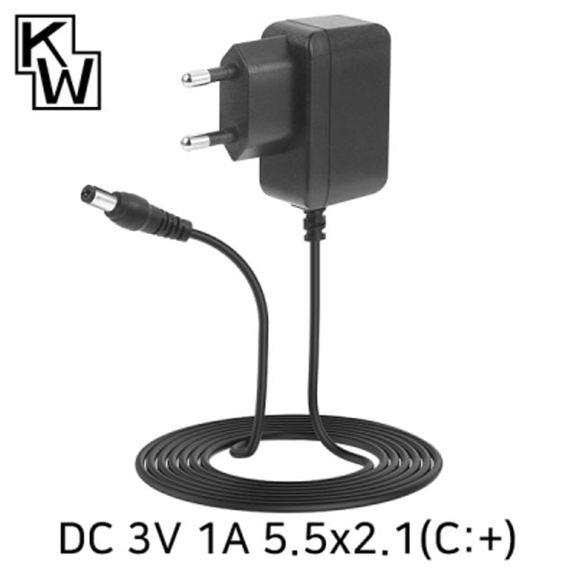 강원전자 KW 3V 1A SMPS 아답터(5.5x2.1mm/C-+) KW-A3010A(SK01G-0300100K) - 상품 이미지