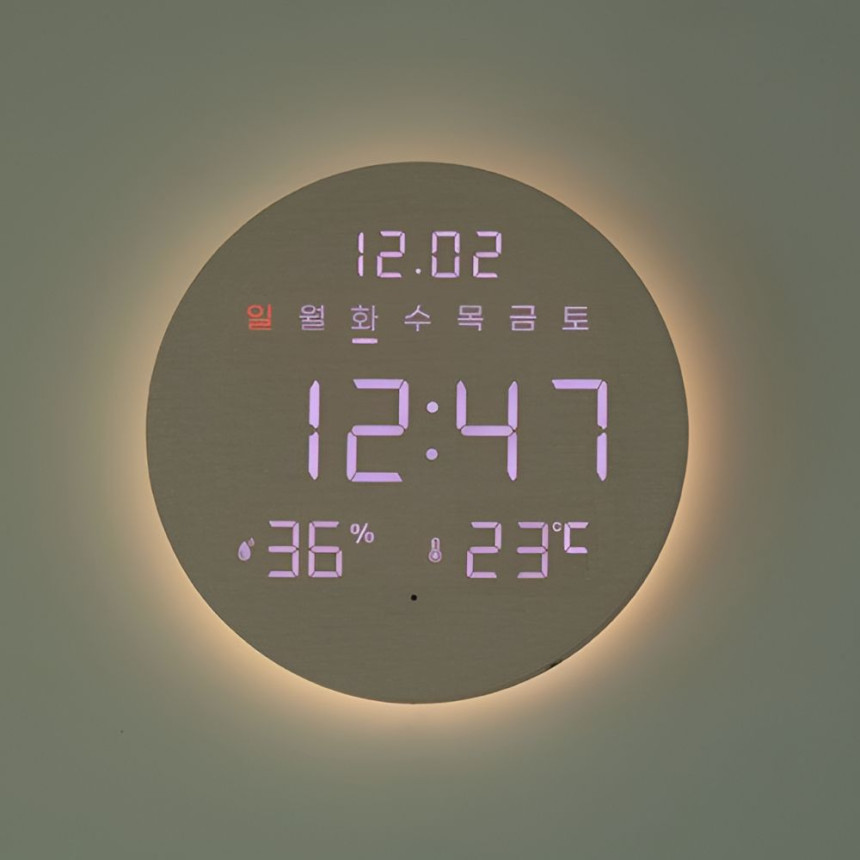 오아 데이클락 LED 벽시계 온습도 무소음 디지털 벽걸이 시계 거실 사무실 인테리어 사진 1