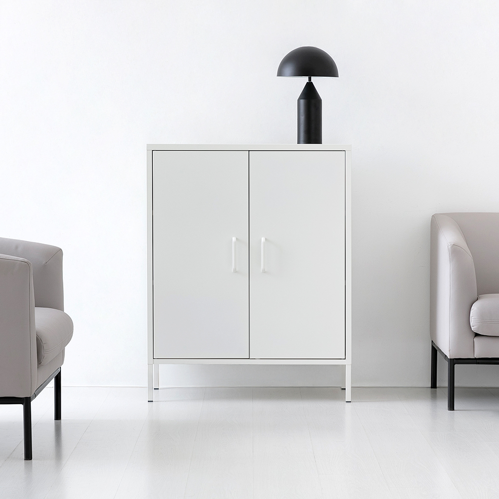 MKB 캐비넷 모던세로중 2문 수납장 8001015 80x40x102, 3단, 화이트 4893.3480