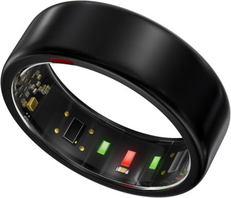 [해외]여성 남성용 POBOVi 스마트 링 - 수면 /피트니스 /스트레스 /심박 추적기 n생리 기록 7일 배터리 수명 무선 충전 APP 구독 없음 iOS 및 Black 6-13